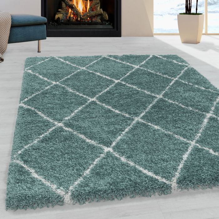 Alvor Shaggy alfombra pelo largo rectangular 140x200cm azul