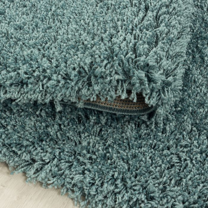 Sydney Shaggy alfombra peluda pelo largo redondo Ø 160cm azul agua