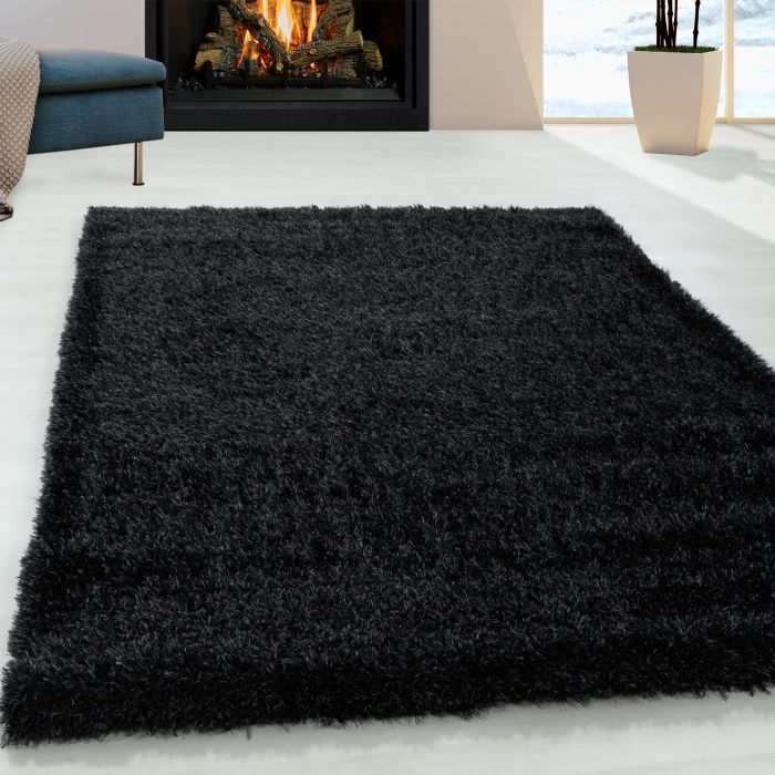 Brilliant Shaggy alfombra peluda pelo largo rectangular 280x370cm negro