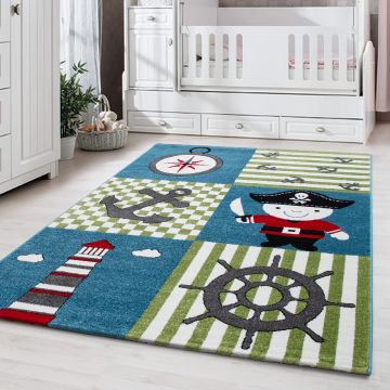 Kids Pirata alfombra habitación infantil pelo corto rectangular 160x230cm multicolor
