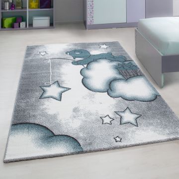 Kids Nubes alfombra habitación infantil pelo corto rectangular 160x230cm azul