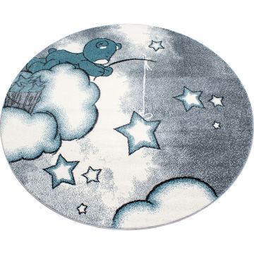 Kids Nubes alfombra habitación infantil pelo corto redondo Ø 160cm azul