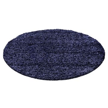 Life Shaggy alfombra pelo largo redondo Ø 80cm azul marino
