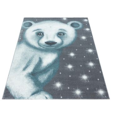 Bambi Oso Polar alfombra habitación infantil pelo corto rectangular 80x150cm azul