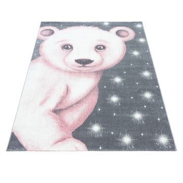 Bambi Oso Polar alfombra habitación infantil pelo corto rectangular 80x150cm rosa