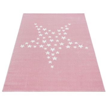 Bambi Estrella alfombra habitación infantil pelo corto rectangular 160x230cm rosa
