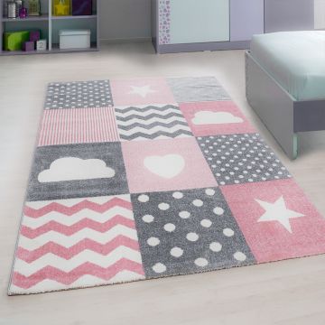Kids Wonderland alfombra habitación infantil pelo corto rectangular 160x230cm rosa