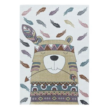 Funny Castor alfombra bebé habitación infantil pelo corto rectangular 80x150cm amarillo
