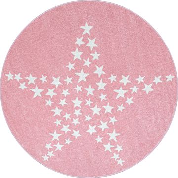 Bambi Estrella alfombra habitación infantil pelo corto redondo Ø 160cm rosa