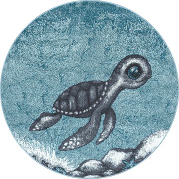 Bambi Tortuga alfombra habitación infantil pelo corto redondo Ø 160cm azul