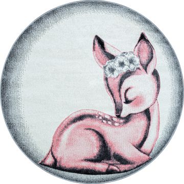 Bambi Ciervos alfombra habitación infantil pelo corto redondo Ø 120cm rosa