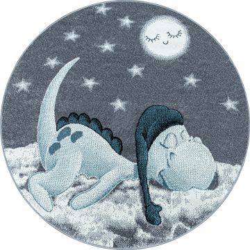 Bambi Schlafender alfombra habitación infantil pelo corto redondo Ø 120cm azul