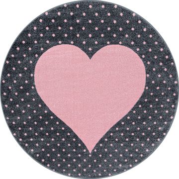 Bambi Corazón alfombra habitación infantil pelo corto redondo Ø 120cm rosa