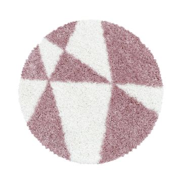 Tango Shaggy alfombra peluda pelo largo redondo Ø 80cm rosa