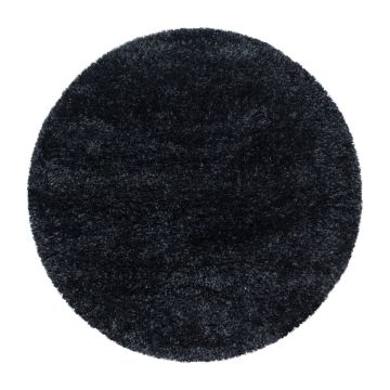 Brilliant Shaggy alfombra peluda pelo largo redondo Ø 80cm negro