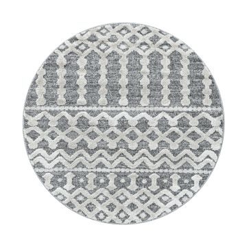 Pisa Wavy alfombra pelo largo redondo Ø 160cm gris