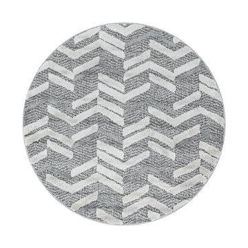 Pisa Zigzag alfombra pelo largo redondo Ø 80cm gris