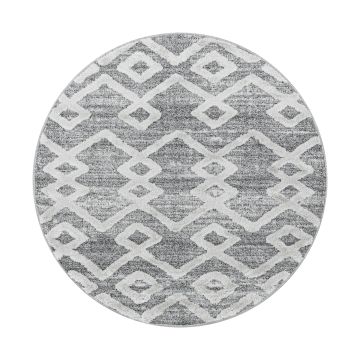 Pisa Kite alfombra pelo largo redondo Ø 80cm gris