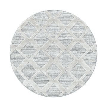 Pisa Rhombus alfombra pelo largo redondo Ø 80cm gris