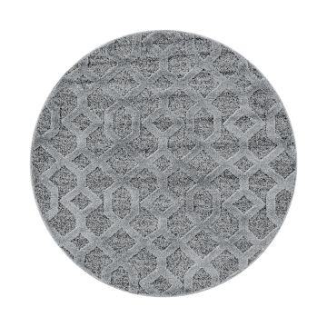 Pisa Web alfombra pelo largo redondo Ø 80cm gris
