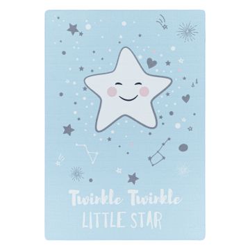 Play Brilla Estrellita alfombra antideslizante habitación infantil de bucle rectangular 100x150cm azul