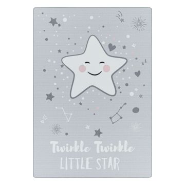 Play Brilla Estrellita alfombra antideslizante habitación infantil de bucle rectangular 100x150cm gris