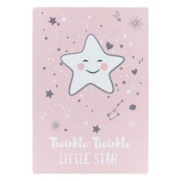Play Brilla Estrellita alfombra antideslizante habitación infantil de bucle rectangular 100x150cm rosa