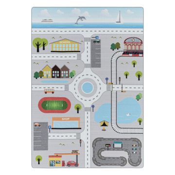 Play Tráfico alfombra de juego antideslizante habitación infantil de bucle rectangular 100x150cm gris