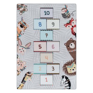 Play Rayuela con Animal alfombra de juego antideslizante habitación infantil de bucle rectangular 100x150cm gris