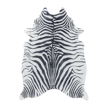 Etosha Zebra antideslizante alfombra tejida plana rectangular 100x135cm negro (imitación de piel de animal)