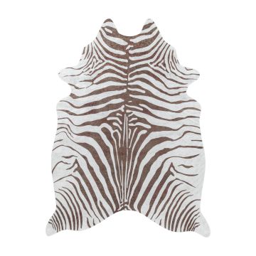 Etosha Zebra antideslizante alfombra tejida plana rectangular 100x135cm marrón (imitación de piel de animal)