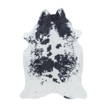 Etosha Holstein antideslizante alfombra tejida plana rectangular 100x135cm negro (imitación de piel de animal)