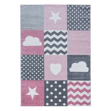 Kids Wonderland alfombra habitación infantil pelo corto rectangular 200x290cm rosa