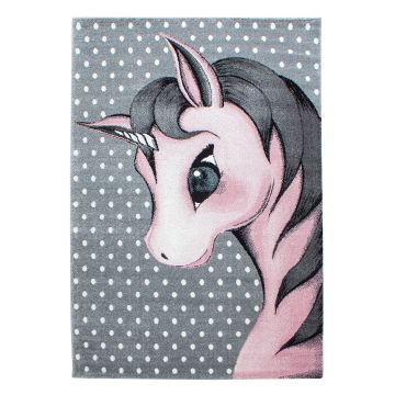 Kids Unicornio alfombra habitación infantil pelo corto rectangular 140x200cm rosa
