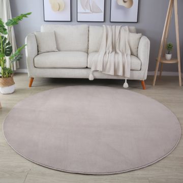 Sky alfombra pelo corto redondo Ø 200cm beige