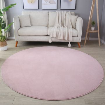 Sky alfombra pelo corto redondo Ø 160cm rosa