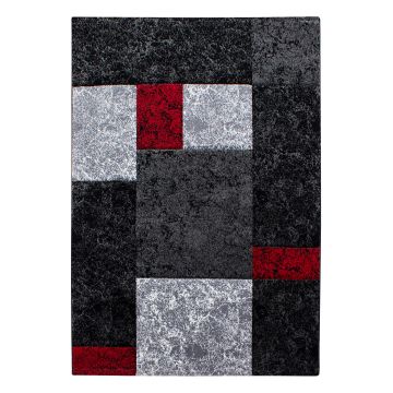Hawaii Bloquea alfombra pelo corto rectangular 140x200cm rojo
