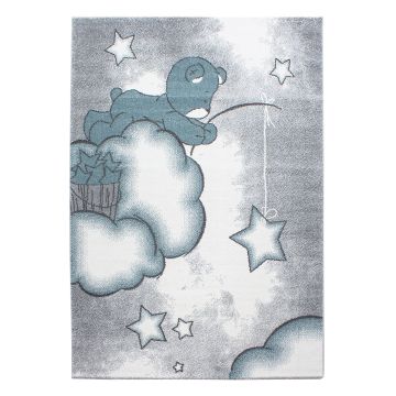 Kids Nubes alfombra habitación infantil pelo corto rectangular 200x290cm azul