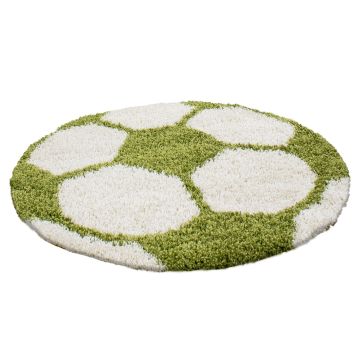 Fun Shaggy fútbol alfombra habitación infantil pelo largo redondo Ø 100cm verde