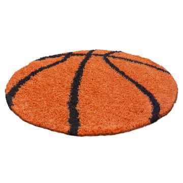 Fun Shaggy baloncesto alfombra habitación infantil pelo largo redondo Ø 100cm naranja