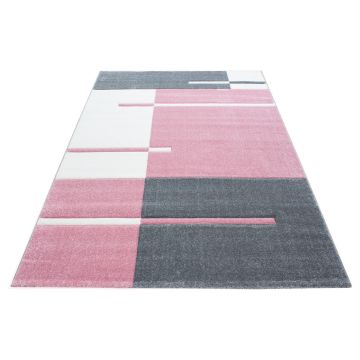 Hawaii Rayas alfombra pelo corto rectangular 120x170cm rosa