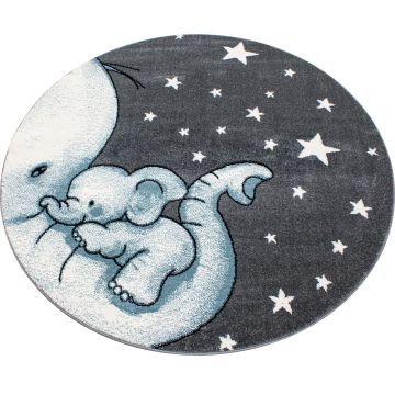 Kids Elefante alfombra habitación infantil pelo corto redondo Ø 160cm azul