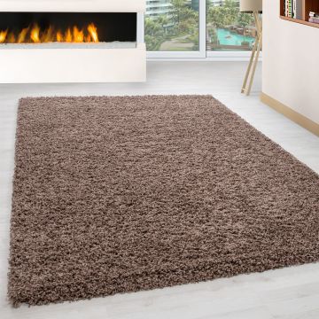 Life Shaggy alfombra pelo largo corredor 100x200cm moca