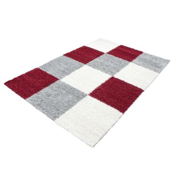 Life Shaggy Bloque alfombra pelo largo rectangular 60x110cm rojo