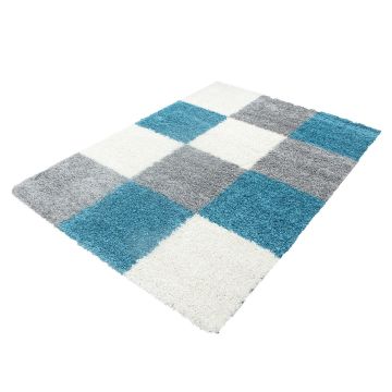 Life Shaggy Bloque alfombra pelo largo rectangular 60x110cm turquesa