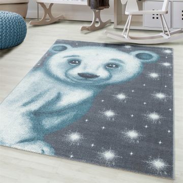 Bambi Oso Polar alfombra habitación infantil pelo corto rectangular 80x150cm azul