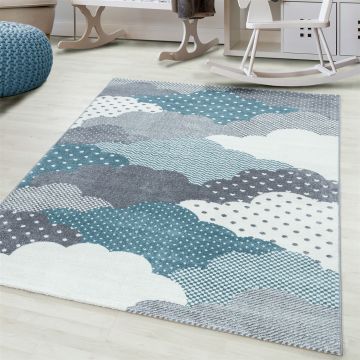 Bambi Nubes alfombra habitación infantil pelo corto rectangular 80x150cm azul