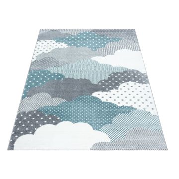 Bambi Nubes alfombra habitación infantil pelo corto rectangular 80x150cm azul