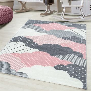 Bambi Nubes alfombra habitación infantil pelo corto rectangular 80x150cm rosa