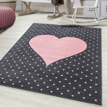 Bambi Corazón alfombra habitación infantil pelo corto rectangular 80x150cm rosa